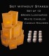 Set of 12 Brown Luminaries, White Candles & Holders, No Stakes