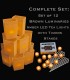 Set of 12 Brown Luminaries, Amber LED Tea Lights with Timers, Stakes