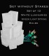 Set of 12 White Luminaries, Green Light String with Bulbs, No Stakes