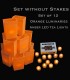 Set of 12 Orange Luminaries, Amber LED Tea Lights with Timers, No Stakes