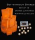 Set of 12 Orange Luminaries, Warm White LED Tea Lights with Timers, No Stakes