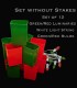 Set of 12 Red/Green Luminaries, White Light String with Matching Red/Green Bulbs, No Stakes