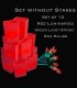 Set of 12 Red Luminaries, Green Light String with Red Bulbs, No Stakes
