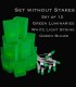 Set of 12 Green Luminaries, White Light String with Green Bulbs, No Stakes