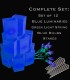 Set of 12 Blue Luminaries, Green Light String with Blue Bulbs, Stakes