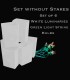 Set of 6 White Luminaries, Green Light String with Clear Bulbs, No Stakes