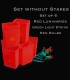 Set of 6 Red Luminaries, Green Light String with Red Bulbs, No Stakes