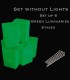 Set of 6 Green Luminaries, No Light Source, Stakes
