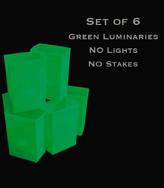 Set of 6 Green Luminaries, No Light Source, No Stakes