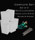 Set of 6 White Luminaries, Green Light String with Bulbs, Stakes