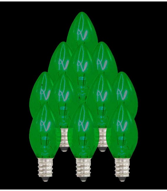 Set of 13 Green Replacement C7 Light Bulbs