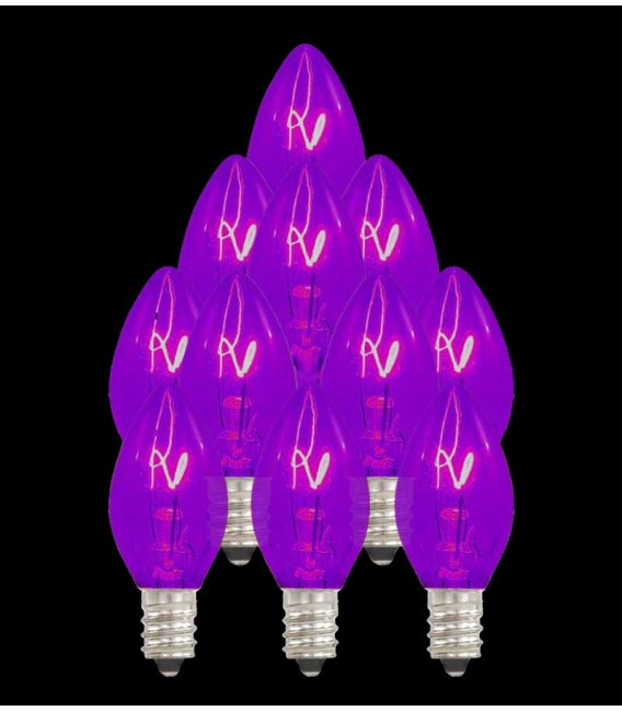 Set of 13 Purple Replacement C7 Light Bulbs