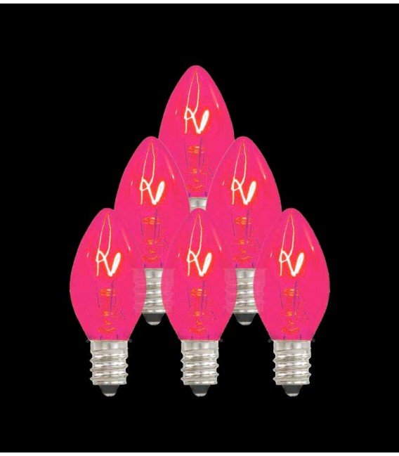 Set of 7 Replacement Pink C7 Light Bulbs