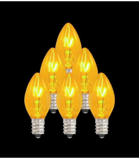 Set of 7 Replacement Yellow C7 Light Bulbs
