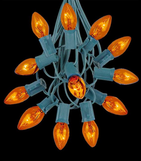 Green Light String, Orange Bulbs