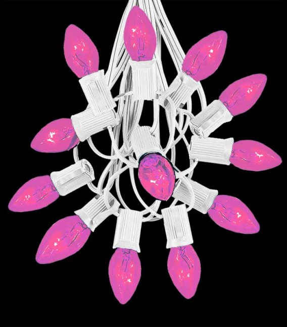 White Light String, Pink Bulbs