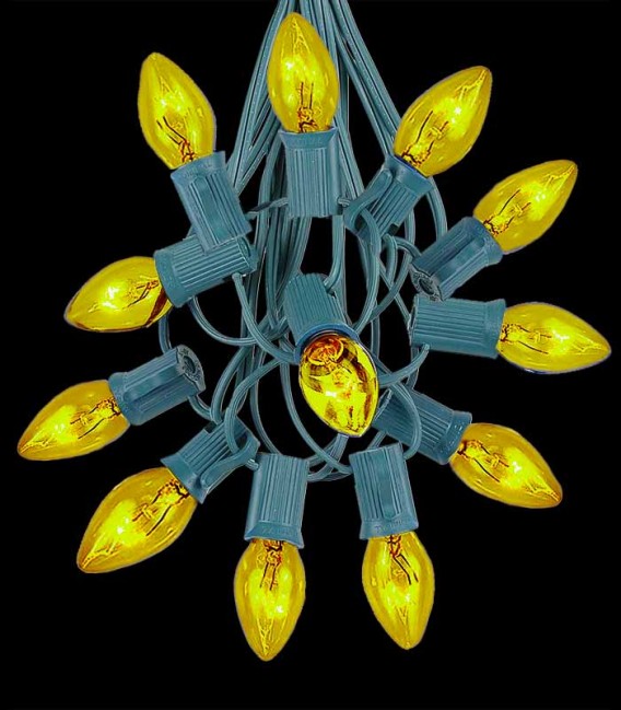 Green Light String, Yellow Bulbs