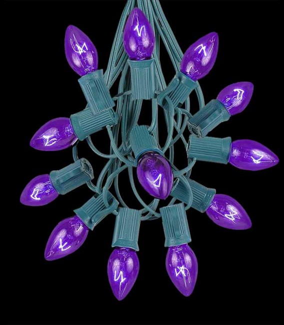 Green Light String, Purple Bulbs
