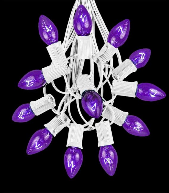 White Light String, Purple Bulbs