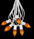 6 Socket White Electric Light Strings, Orange Bulbs