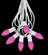 6 Socket White Electric Light Strings, Pink Bulbs