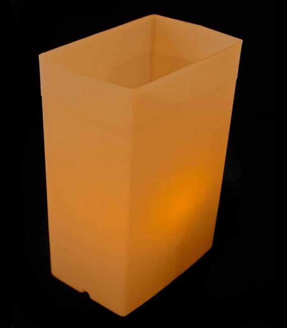 Individual Brown Luminary lit with amber LED Tea Light