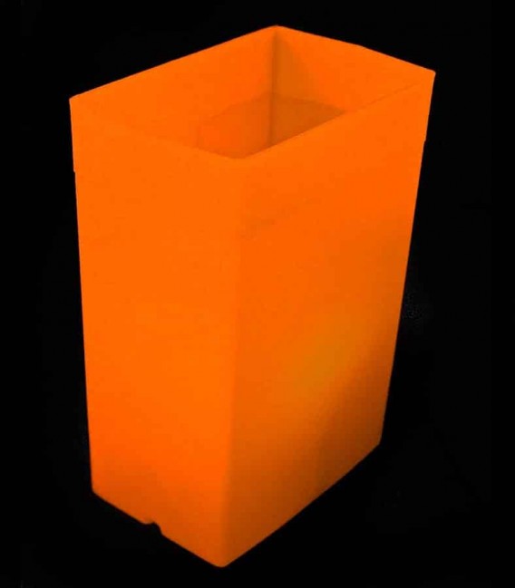 Individual Orange Luminary lit with warm white LED Tea Light
