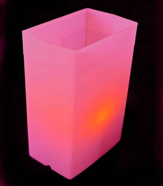 Individual Pink Luminary lit with warm white LED Tea Light