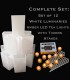 Set of 12 White Luminaries, Amber LED Tea Lights & Stakes