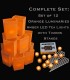 Set of 12 Orange Luminaries, Amber LED Tea Lights & Stakes