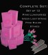 Set of 12 Pink Luminaries, Green Light String, Pink Bulbs & Stakes