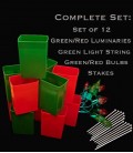 Set of 12 Red/Green Luminaries, Light String, Red/Green Bulbs & Stakes