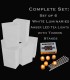 Set of 6 White Luminaries, Amber LED Tea Lights & Stakes