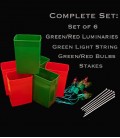 Set of 12 Red/Green Luminaries, Light String, Red/Green Bulbs & Stakes