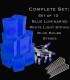 Set of 12 Blue Luminaries, White Light String, Blue Bulbs & Stakes