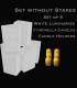 Set of 6 White Luminaries, Citronella Candles & Holders, No Stakes